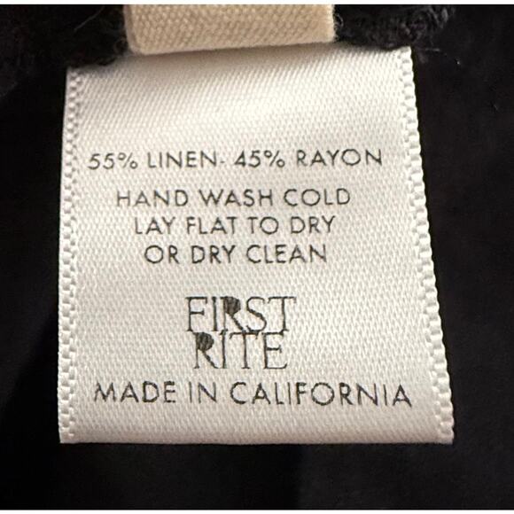 First Rite Women Linen Blend Black Apron Midi Dress Pockets Lightweight Pinafore - Picture 8 of 9